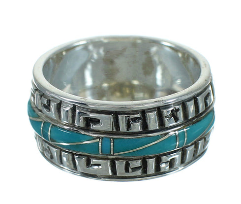 Authentic Sterling Silver Water Wave Turquoise Ring Size 7-3/4 RX68788